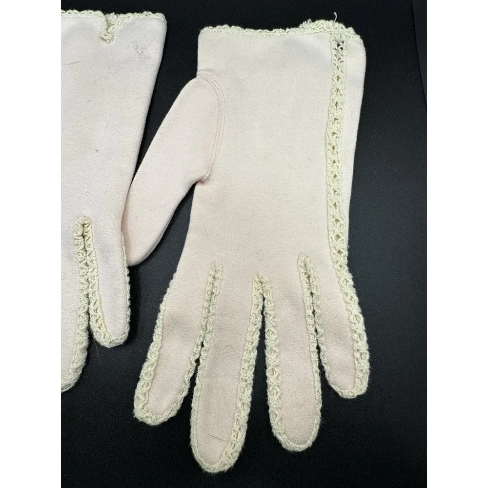 Vintage Max Mayer's‎ Gloves Pink With Lace - Size 8 1/2